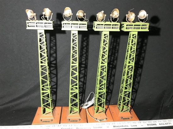 4 Lionel O Scale No. 92 Floodlight Towers Model RR
