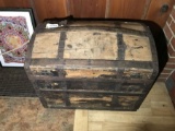 Antique Wooden Hump Backed Trunk