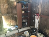Corner Lot of Misc Items and Cabinet