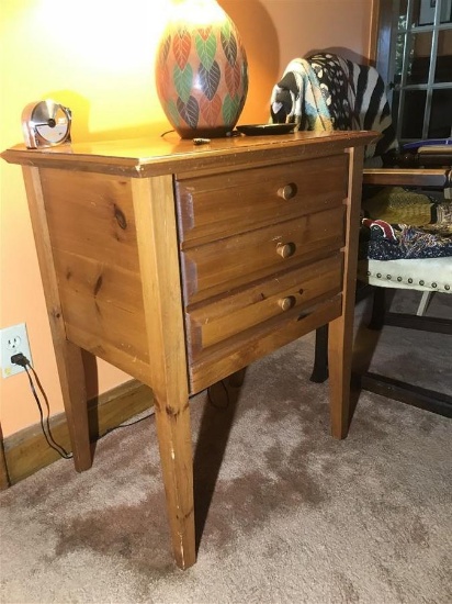 Vintage Wooden Stand w/Three Drawers