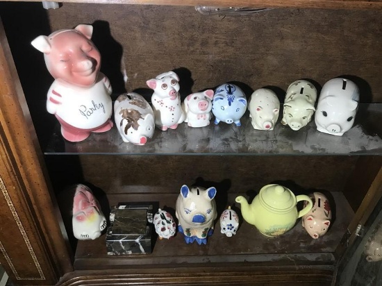 Group Vintage Ceramic Piggy Banks Etc Lot