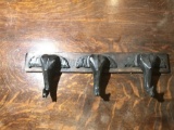 Vintage African Carved Wood Elephant Coat Hooks