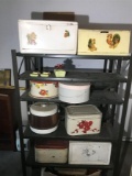 Shelves lot of metal kitchen boxes and more