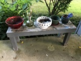Wooden Garden Bench with Planters etc