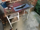 Old Metal Desk or Table with contents on top