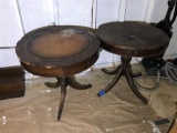 Two Vintage Leather Topped Tables