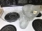 3 Antique Glass Pieces on Stove Frosted Unusual