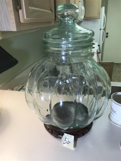 Large Glass Decorative Jar or Candy Container