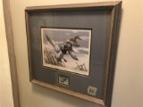Signed Duck Print w/Stamp in Frame Thompson Crowe