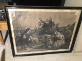 Departure of Pilgrim Fathers 19th c Lithograph