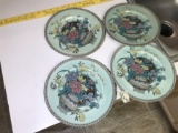 4 Clarice Cliff Plates Rare Pattern Unusual