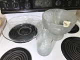 3 Antique Glass Pieces on Stove Frosted Unusual