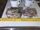 2 Rare French Capodimonte Trinket Boxes Early Date