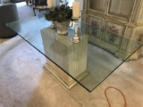 High end glass table on marble base