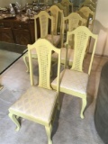Group lot of 6 dining room chairs in yellow