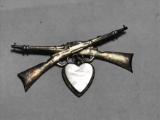 Sterling Silver WWII Rifles Heart Sweetheart Pin