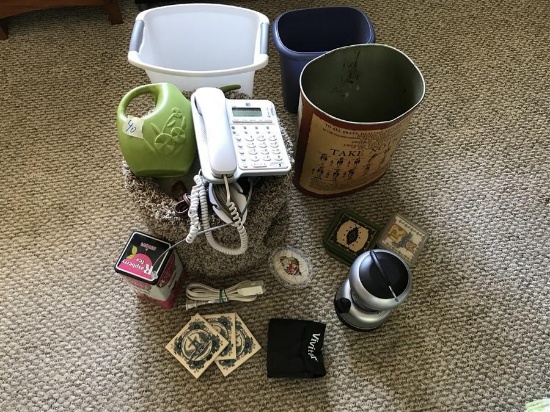 Group Lot Misc. Items Vintage Garbage Can etc