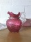 Blown Glass Cranberry Red Pitcher Likely Fenton