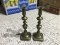 2 c. 1800 Brass Candlesticks Adjustable Height