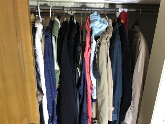 Clothing on hangers in closet lot - vintage