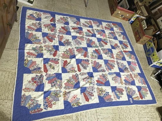 Large Antique Hand Stitched Quilt