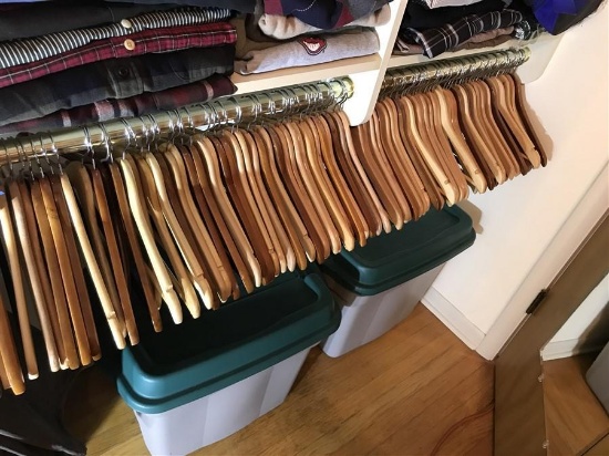 Large Qty of Wooden Hangers + Plastic