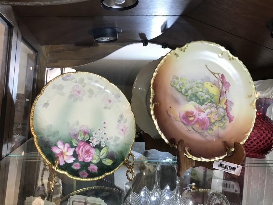 2 Large Hand Painted Plates Limoges & Bavaria