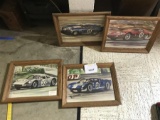 Group Lot of 4 Framed Racing Pictures