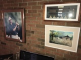 Three Framed Pieces Including golf