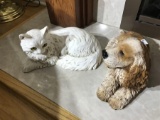 Chalk Cat & Resin Dog Statues or Decorative Figures