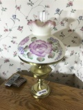 Vintage Hand Painted Fenton Lamp w/Brass Bottom