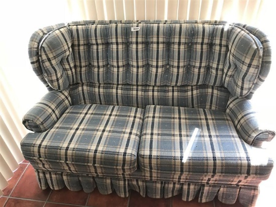 Blue Fabric Love Seat