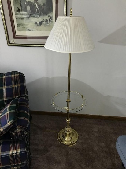 Brass Lamp with Glass Table