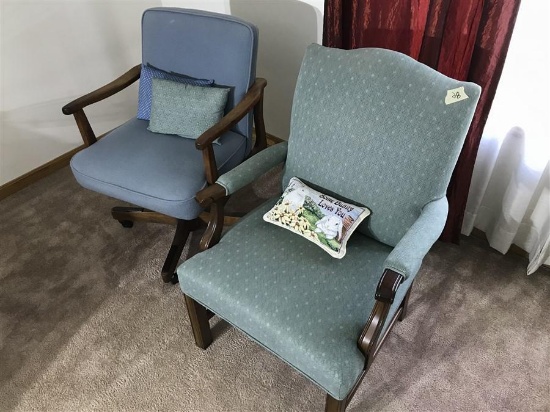 2 Upholstered Chairs - Armchair and Office type