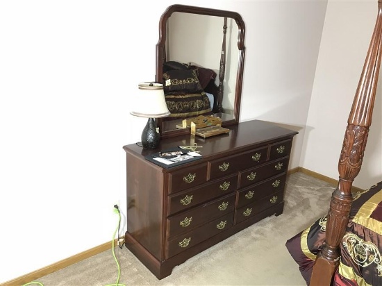 Dark Wooden Dresser with Mirror by Crawford