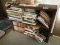 Wooden Shelf and Cookbooks on Shelves Lot