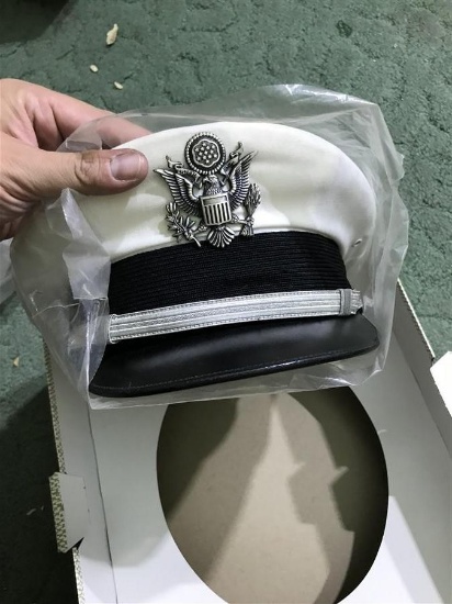 Vintage White Military Army/Navy/USMC hat