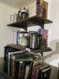 Books and Mugs on Shelf Lot
