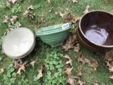 3 Ceramic Mixing Bowls Inc. Unusual Green
