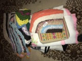 Many Vintage Hooked Rugs, Blankets Etc Lot