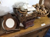 Items on top of buffet lot - decorative wood