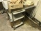 Metal Industrial Table and Vintage Rolling cart