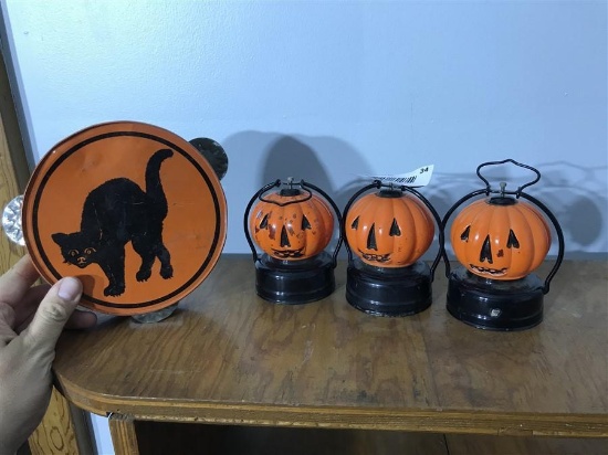 3 Halloween Lanterns and Tambourine