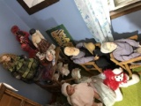 Dolls and items in corner & on dresser lot