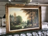 Large Antique Oil on Canvas Painting