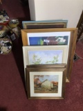 Stack of Framed Art Including Painting