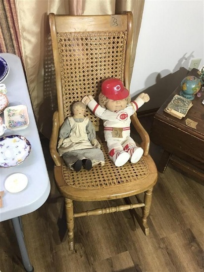 Antique Rocking Chair with Woven Seat & Back