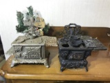 2 Cast Iron Mini Stoves One Antique One 60s