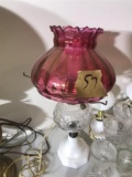 Early Lamp with Cranberry Shade