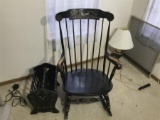 Vintage Ethan Allen Rocking Chair and Magazine Rack